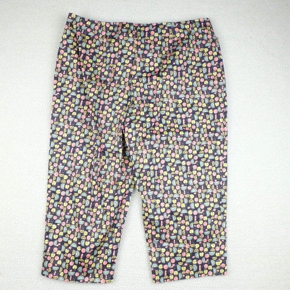 Vintage Talbots Capris Womens 14 Blue Capris Mellon Fruit Print Stretchy 90s - Picture 4 of 10